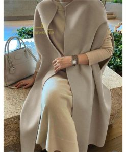 ベスト | ジレ 秋冬 レディース ベストコート ドロップショルダー 秋物 ロング丈 羽織り カーディガン ノーカラー 黒 ゆったり アウター 無地 大人 温かみ