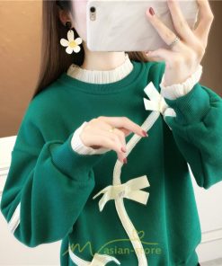 パーカー | トレーナー レディース プルオーバー クルーネック 長袖 レース トップス Tシャツ スウェット ゆったり 蝶結び カジュアル 20代30代40代50代