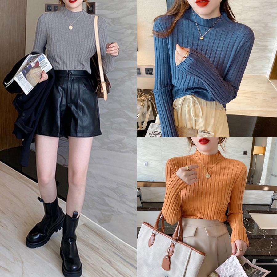 ニット・セーター | リブニットトップス プチハイネック