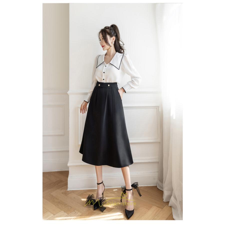 スカート | レディース ボトムス ロング丈 ミモレ丈 Aライン 楽チン 大人 きれいめ 20代 30代 40代 通勤 脚長効果 OL オシャレ 上品 ビジネス オフィス