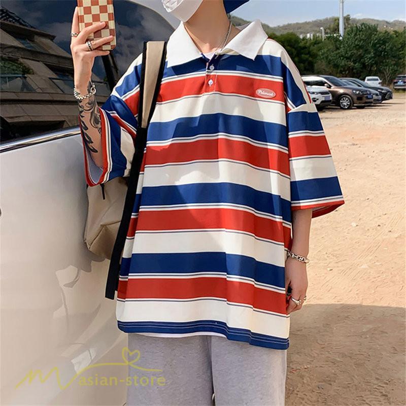 Tシャツ | ポロシャツ メンズ ボーダー 半袖シャツ カットソー メンズゆったり カジュアル 夏新作 おしゃれ ポロ サマーシャツ カッコウイイ 夏 プレゼント 上品