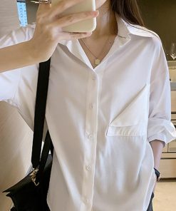 シャツ・ブラウス | シャツ おしゃれ 無地 オフィス ボダン ブラウス トップス ロング 襟付き 前開きシャツ レディース 仮ポケット付き