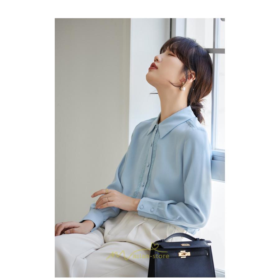 シャツ・ブラウス | ブラウス レディース 長袖 50代 白 シャツ ゆったり トップス きれいめ フォーマル 上品 フェミニン 青 高品質 40代 OL 通勤 フォーマル 20代 30代