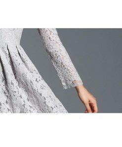 在庫ある | 短納期レースドレス フレアワンピース 膝丈ワンピ ハイウエスト シルエット 二次会 披露宴 ダンス 舞台衣装 エレガント 上品 着痩せ 結婚式 パーティー OL