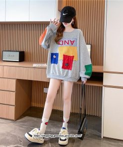 パーカー | トレーナー レディース プルオーバー クルーネック 長袖 トップス Tシャツ スウェット ゆったり 切り替え 大きいサイズ コットン 丸首 送料無料 おしゃれ 綿