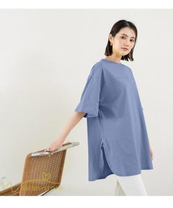 tシャツ・カットソー | カットソー Tシャツ レディース 着痩せ 無地 半袖 クルーネック おしゃれ フリーサイズ 6色展開 裾口スリット 夏新作 柔らか 体型カバー おしゃれ カジュアル