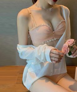 キャミソール | 可愛い レース付き 上下セット 下着 ブラジャーショーツセット ノンワイヤー レディース 盛れる ノーマル チューブトップ