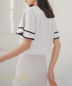 tシャツ・カットソー | トップス Tシャツ レディース 半袖 クルーネック ゆったり おしゃれ ブラウス 着痩せ 春 夏 秋 新作 L M 可愛い スカラップ袖 カジュアルTシャツ 無地