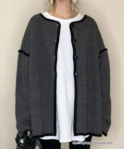 カーディガン | 秋冬 レディース 長袖 アウター 羽織り ツイード ノーカラー ツイードノーカラーゆったり トップス カーディ 楽チン