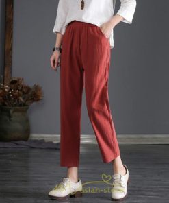 チノ・テーパード・ジョガー・スキニーパン | テーパードパンツ ウエストゴム レディース 大きいサイズ 春夏秋 30代 40代 楽ちん ボトムス 20代 50代 リネン風 パンツ 麻綿風 九分丈 チノパンツ ズボン