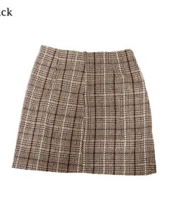 タイトスカート | チェック ミニスカート レディース ハイウエスト Aラインスカート 裏地付きウールスカート