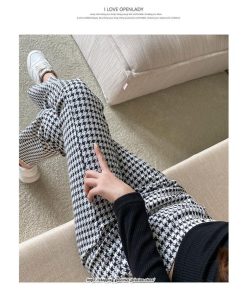 チノ・テーパード・ジョガー・スキニーパン | パンツ レディース フレアパンツ ロングパンツ 千鳥格柄 ブラック スリット カジュアル ハイウエスト お出かけ かわいい スキニーパンツ トレンド おしゃれ