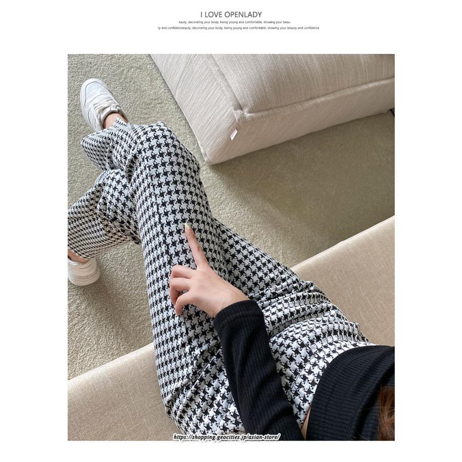 チノ・テーパード・ジョガー・スキニーパン | パンツ レディース フレアパンツ ロングパンツ 千鳥格柄 ブラック スリット カジュアル ハイウエスト お出かけ かわいい スキニーパンツ トレンド おしゃれ