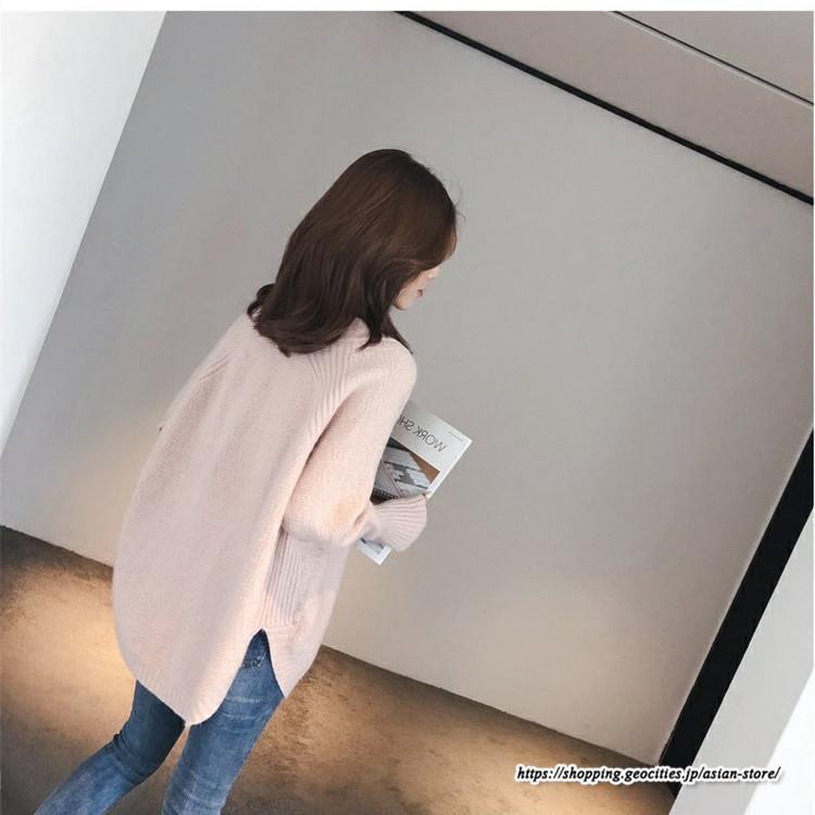 ニット・セーター | ニット レディース 秋 秋服 トップス セーター 秋服コーデ 長袖 Vネック オフィスカジュアル プルオーバー ゆったり 大きめ ラウンドヘム模様編みニット 冬服