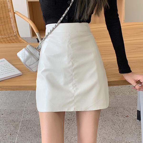 スカート | 13色pu台Aラインミニ秋冬タイトハイウエスト ヒップアップ 合皮レザー 裏地付き 無地 安全性 セクシー