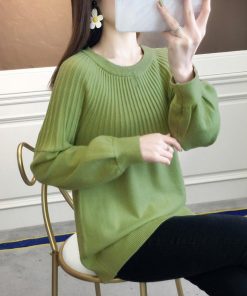 ニット・セーター | 求心編みニットトップスパフスリーブ 韓国