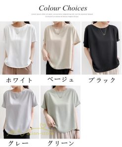 ｔシャツ・カットソー | Tシャツ レディース 半袖 カットソー ブラウス 着痩せ 無地 半袖Tシャツ クルーネック フリーサイズ 40代 可愛い 柔らか 通勤 通学 30代 着回し 20代 トップス