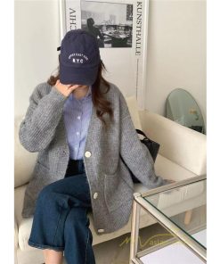 カーディガン | ニットフロントボタン レディース 2way 羽織り 秋冬 アウター ニットアウター セーター 長袖 トップス 通学通勤 20代30代 ゆったり ポケット