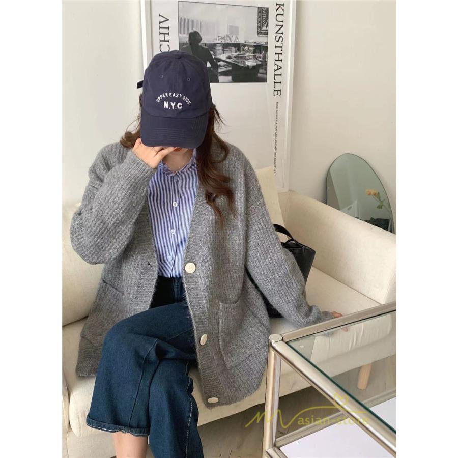 カーディガン | ニットフロントボタン レディース 2way 羽織り 秋冬 アウター ニットアウター セーター 長袖 トップス 通学通勤 20代30代 ゆったり ポケット