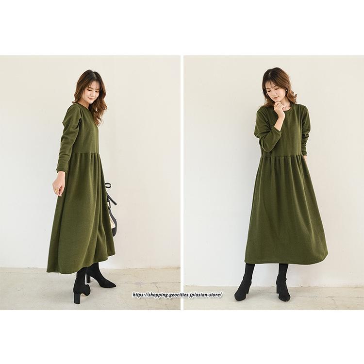 マキシ | ワンピース レディース ウエスト切替 スウェット素材 ロングワンピース タック入 L XL XXL シンプル カジュアル キレイめ 40代 通勤 オシャレ 50代 30代 20代