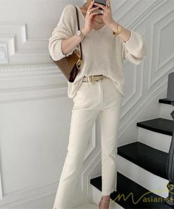 ニット・セーター | ニット サマーニット レディース トップス カットソー ニットソー Vネック 透かし編み 長袖 クルーネック Tシャツ ゆる 薄手 Tシャツ カジュアル リラックス