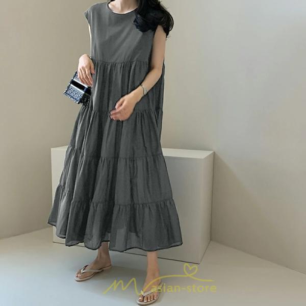 マキシ | 夏ワンピース ロングワンピース シフォンワンピース レディース ワンピ 体型カバー 50代 40代 30代 20代 可愛い 夏 春 大人 ノースリーブ 無地 涼しい