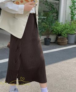 スカート | ニットタイトストレッチスリット入れロング丈 ミモレ丈 ハイウエスト 秋冬 ウエストゴム 美シルエット 楽チン