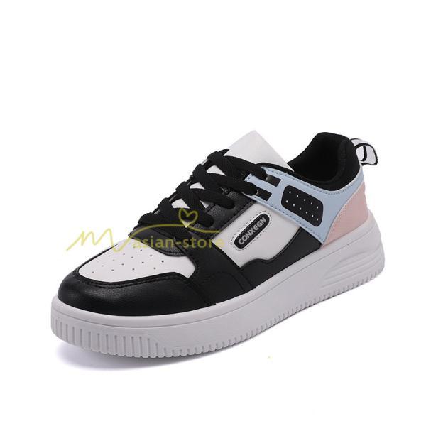 スニーカー | スニーカー レディース レディースシューズ ローカット 靴 フラットシューズ ぺたんこ ウォーキングシューズ Pu革 厚底スニーカー 厚底靴 美脚 歩きやすい