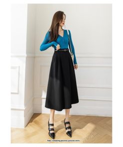 スカート | ロングきれいめ レディース Aラインデート 20代 30代 40代 50代 秋 冬 あったか 通勤 ハイウエスト お出かけ 細見え ベルト付き