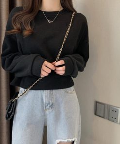 Tシャツ・カットソー | ショート丈スウェット レディース 韓国風