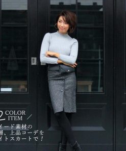 タイトスカート | ツイード スカート レディース 秋冬 ハイウエスト ひざ丈 ミモレ丈