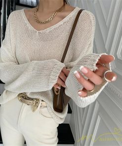 ニット・セーター | ニット サマーニット レディース トップス カットソー ニットソー Vネック 透かし編み 長袖 クルーネック Tシャツ ゆる 薄手 Tシャツ カジュアル リラックス