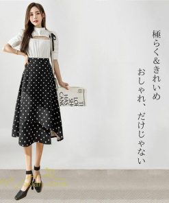 スカート | ロング 水玉 春夏 Aラインエレガント レディース 40代 ハイウェストボトムス 大人 通勤OL 体型カバー 20代 オシャレ30代 50代