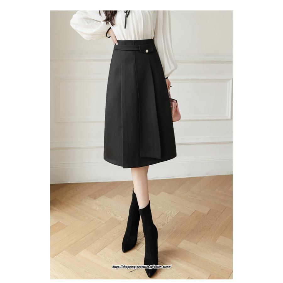 スカート | レディース 秋 冬 秋冬 ミモレ丈 膝丈 ロング 無地 ミディアム丈 ひざ丈 送料無料 Aライン ハイウエスト おしゃれ 通勤 通学 ラシャ 2022年秋冬 暖か