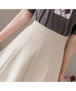 スカート | ミモレフレアAライン無地 エレガント 大きいサイズ 裾広い ハイウエスト 着痩せ 裏地付き 後ろファスナー レディース 通学通勤 体型カバー