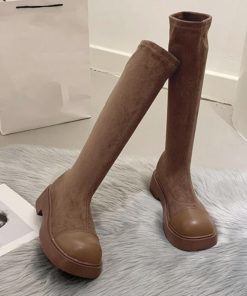 ニーハイブーツ | ロングブーツ ラウンドトゥ 厚底ブーツ