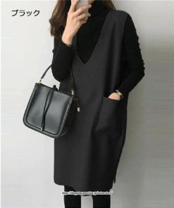 マキシ | ワンピース ジャンパースカート Vネックジャンパースカート ラシャ 着痩せ 上品 フェミニン キレイめ 通勤 おしゃれ オシャレ 40代 30代 20代 通勤 50代　