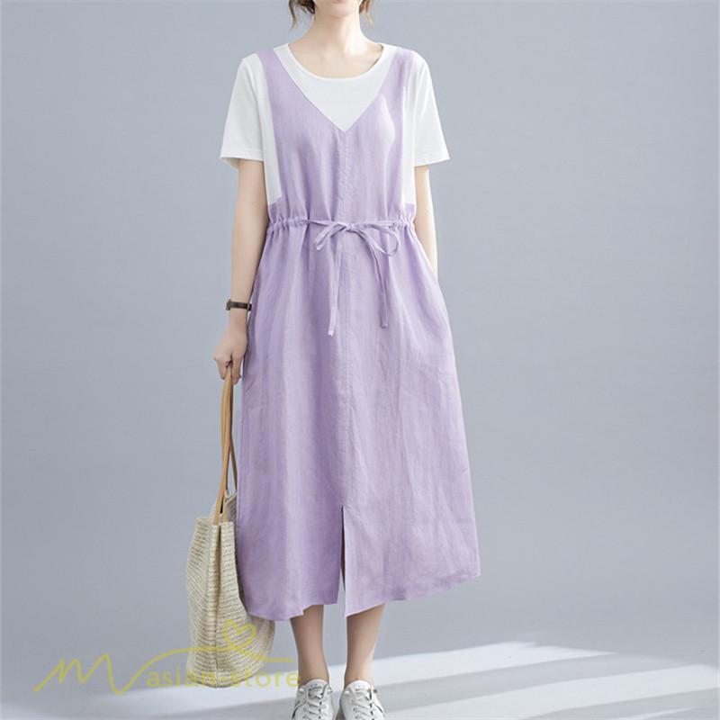 マキシ | ワンピース ロングワンピース レディース 重ね着 半袖ワンピース 切り替え 20代 30代 無地 上品 カジュアル 50代 40代 体型カバー Aラインワンピース 着痩せ