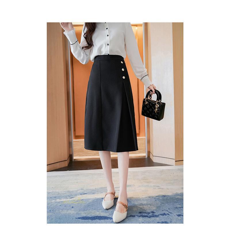 スカート | Aラインタイトビジネスフォーマル OL オフィス 黒ハイウエスト エレガント 着痩せ ヒップアップ シルエット