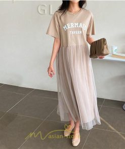 マキシ | ワンピース レディース マキシ丈 コットン 体型カバー 着痩せ 韓国風 30代 40代 50代 丸ネック 通勤 OL 新作 2022 お出かけ デート おしゃれ キレイめ