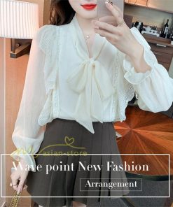 シャツ・ブラウス | ボウタイ リボン ブラウス　シャツ　リボンシャツ レディース 長袖 白 トップス フレア 無地 大人 女性 入学式　卒業式　ママ 通勤 20代30代40代50代 ビジネス