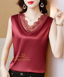キャミソール タンクトップ | レディース トップス タンクトップ ノースリーブ 無地 『襟元レースデザインタンク』 Ｖネック Ｖネックタンク 20代30代40代50代 快適 アウター 着痩せ インナー