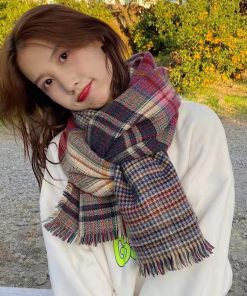 マフラー | チェック柄大判ストール 両面マフラー秋冬