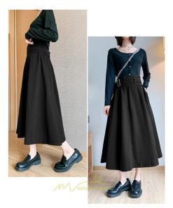 スカート | 綿秋 Aラインロングレディース 秋物 ボトムス 秋服 無地 体型カバー 30代通学通勤 40代50代 大人 おしゃれ感