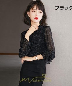 シャツ・ブラウス | ブラウス レディース トップス シャツ シフォン 長袖 黒 アルファベット 20代 30代 40代 通勤 ナチュラル 楽チン カジュアル カジュアル おしゃれ