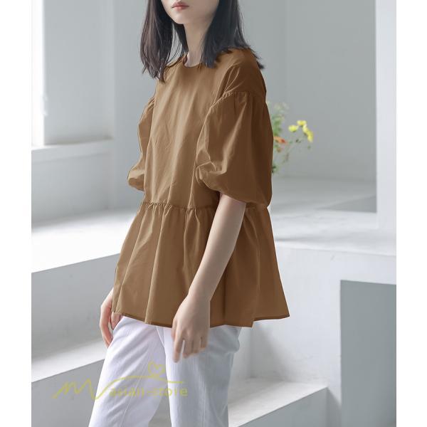 tシャツ・カットソー | Tシャツ レディース トップス サマー 半袖 無地 ゆったり ゆったり 可愛い フェイク 春物 夏服 カットソー 20代30代40代 ブラウス 薄手 体型カバー シンプル