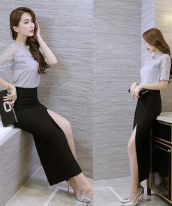 スカート | タイトセクシー春物 夏服 ハイウエスト 無地 スリット フェミニン エレガント 女の子 美シルエット タイト お呼ばれ スリム パーティー