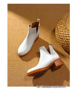 ショートブーツ | 大きいサイズ26.5cm レディース 上品 ブーツ 秋冬 春 チャンキーヒール 太ヒール シンプル ミドルヒール ブーティー 大人 スリッポン 黒ブーツ