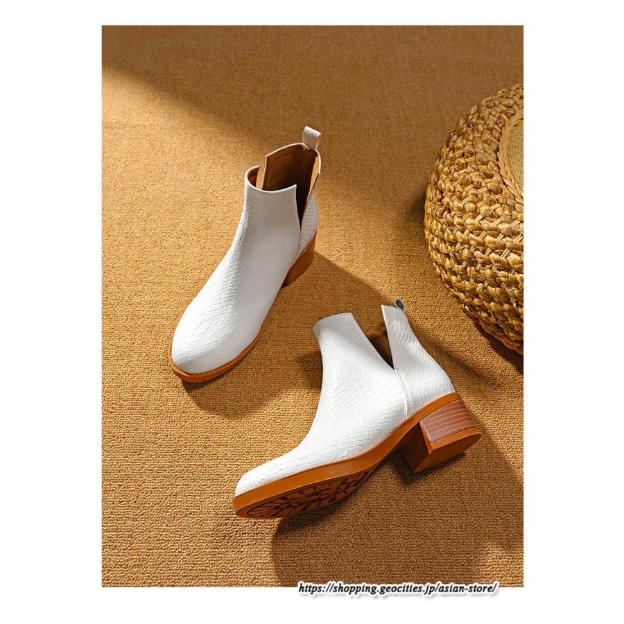 ショートブーツ | 大きいサイズ26.5cm レディース 上品 ブーツ 秋冬 春 チャンキーヒール 太ヒール シンプル ミドルヒール ブーティー 大人 スリッポン 黒ブーツ
