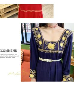 マキシ | ロングワンピース 長袖 レディース 秋物 刺繍 ダンス Aラインワンピース 舞台 パーティーワンピース 50代60代 30代40代 長袖ワンピース ゆったり コスプレ